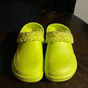 Lime Green Kid Girl Inside Fur Slides Comfortable